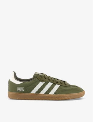 Adidas Originals Adidas Womens Focus Olive Wonder White Samba Og Logo-print Woven Low-top Trainers In Focus Olive Wonder White