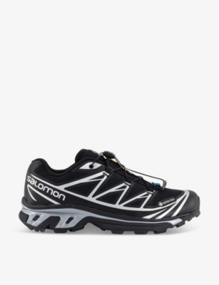 Shop Salomon Men's Black Black Silver Xt-6 Gtx Quick-lace Mesh Low-top Trainers