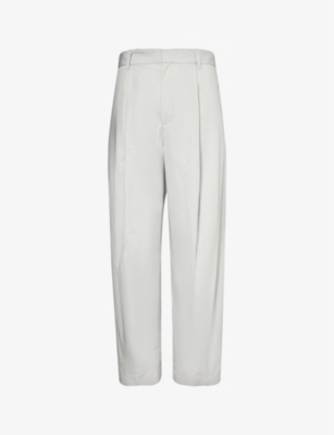 Shop Bottega Veneta Wide-leg High-rise Cotton And Silk-blend Trousers In Cloud