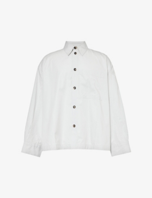 Shop Bottega Veneta Men's Cloud Dropped-shoulder Relaxed-fit Cotton And Silk-blend Overshirt