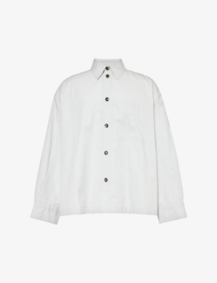 Shop Bottega Veneta Dropped-shoulder Relaxed-fit Cotton And Silk-blend Overshirt In Cloud