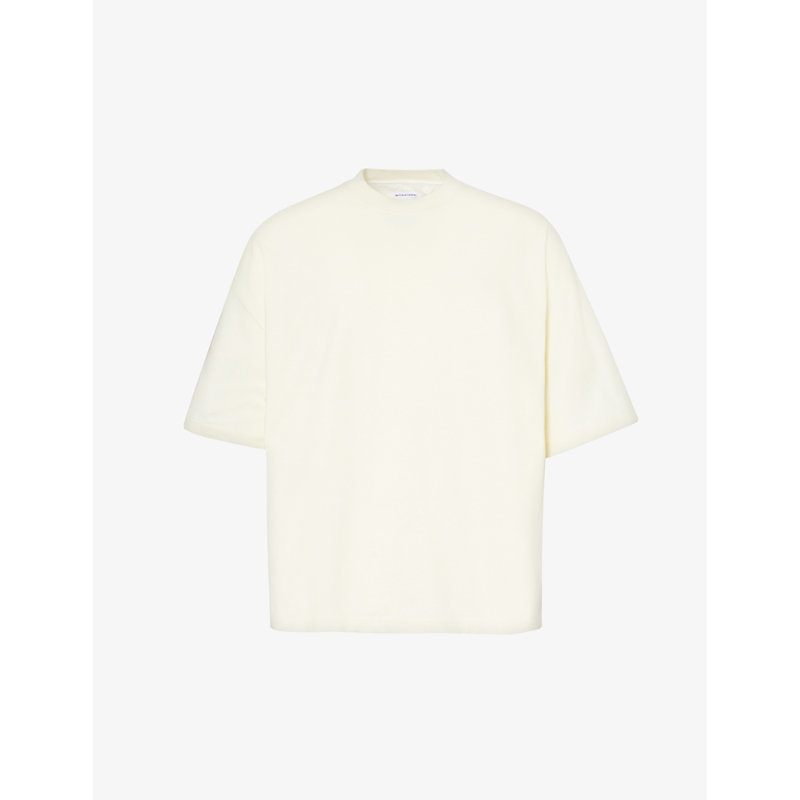 Bottega Veneta Mens Chalk Crewneck Boxy-fit Cotton-jersey T-shirt
