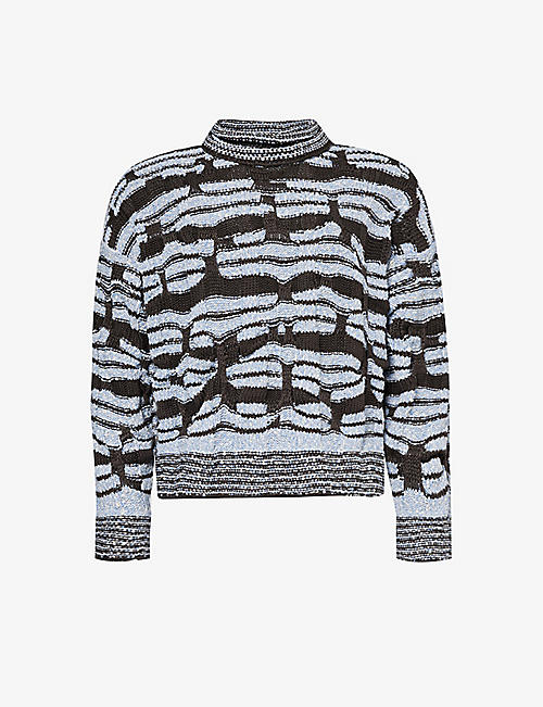 BOTTEGA VENETA: Patterned knitted relaxed-fit cotton and linen-blend jumper