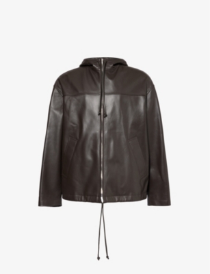 BOTTEGA VENETA: Drawstring-hood relaxed-fit leather jacket