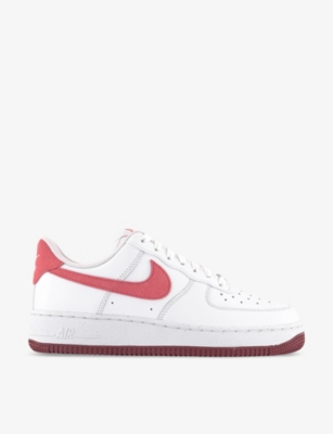 NIKE NIKE WOMENS WHITE ADOBE TEAM RED DRA AIR FORCE 1 ‘07 LEATHER LOW-TOP TRAINERS