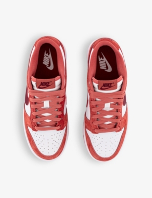 Shop Nike Womens White Team Red Dragon Re Dunk Low Panelled Leather Low-top Trainers