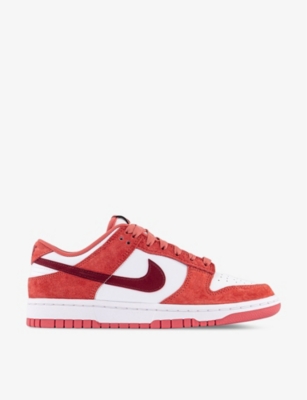 Nike Womens White Team Red Dragon Re Dunk Low Panelled Leather Low-top Trainers In White Team Red Dragon Re