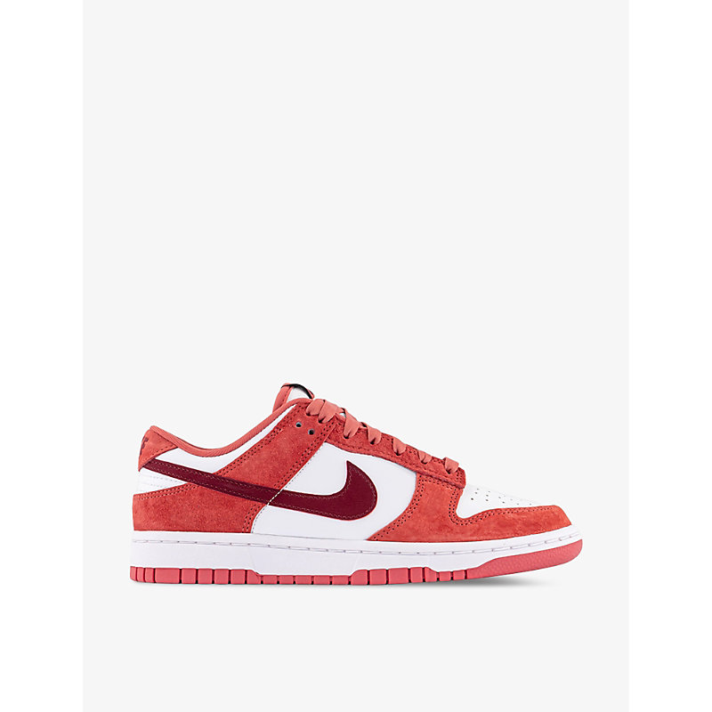Shop Nike Womens White Team Red Dragon Re Dunk Low Panelled Leather Low-top Trainers