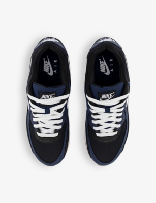 Shop Nike Mens Midnight Vy White Blac Air Max 90 Mesh And Leather Low-top Trainers In Midnight Navy White Blac