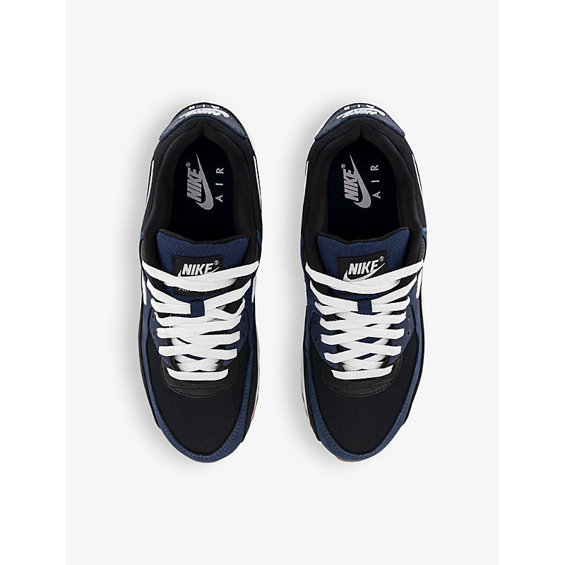 Shop Nike Mens Midnight Navy White Blac Air Max 90 Mesh And Leather Low-top Trainers
