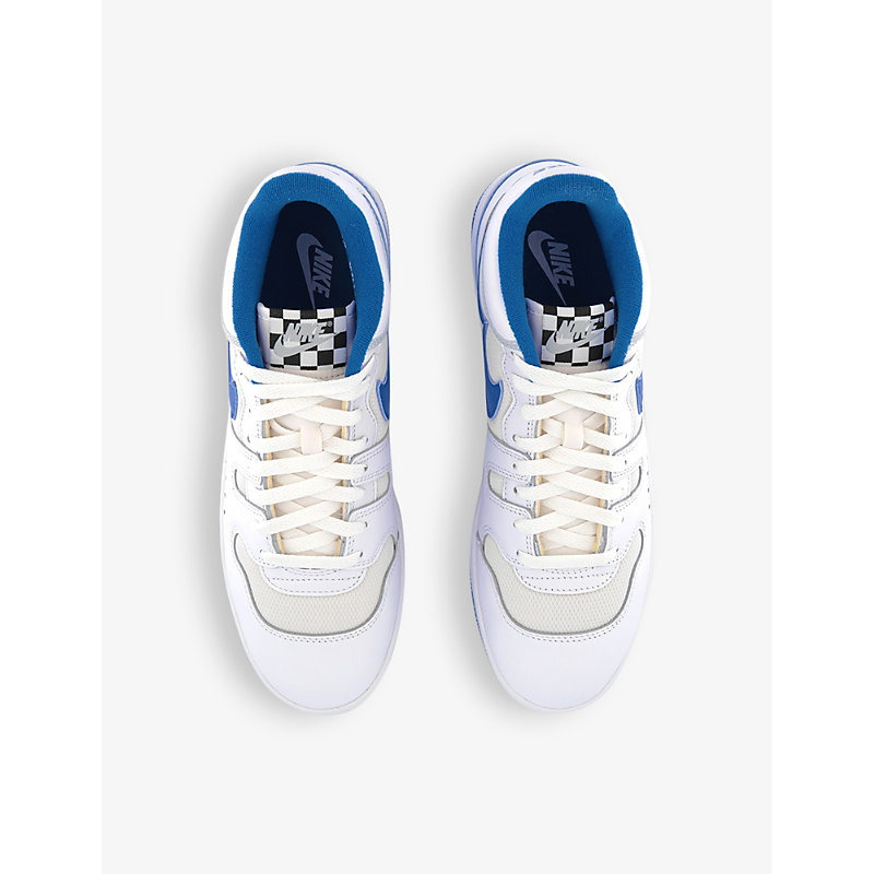 Shop Nike Mens White Game Royal Pure Pl Mac Attack Panelled Leather Mid-top Trainers