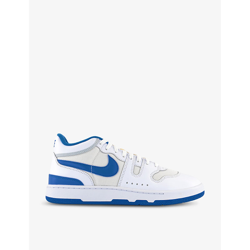 Shop Nike Mens White Game Royal Pure Pl Mac Attack Panelled Leather Mid-top Trainers