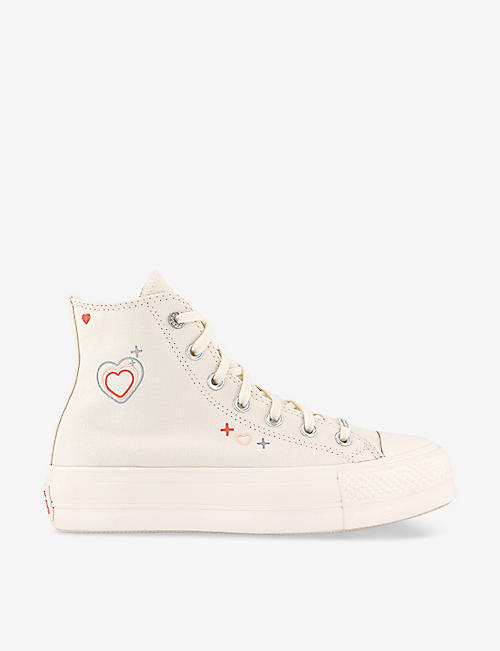 CONVERSE: All Star Lift heart-embellished high-top flatform trainers