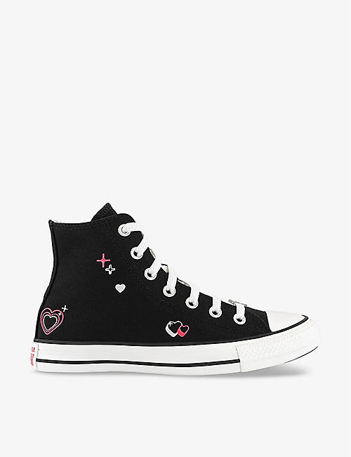CONVERSE: All Star Hi heart-embellished canvas high-top trainers