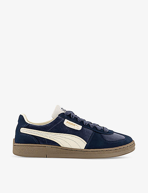 PUMA: Super Team brand-tab low-top suede trainers
