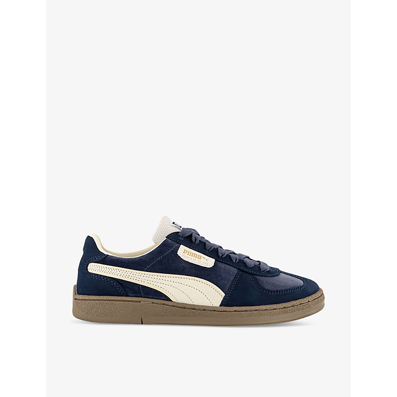 Puma Womens Navy Super Team Brand-tab Low-top Suede Trainers