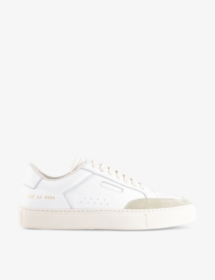 COMMON PROJECTS: Tennis Pro number-print leather and suede low-top trainers