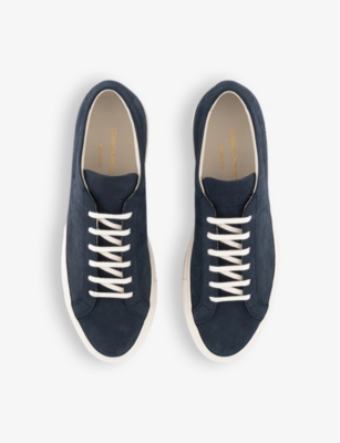Shop Common Projects Mens Navy White Achilles Low Number-print Suede Low-top Trainers