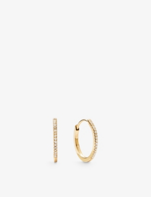 Mejuri Womens Gold 14ct Yellow-gold And 0.0924ct Diamond Small Hoop Earrings