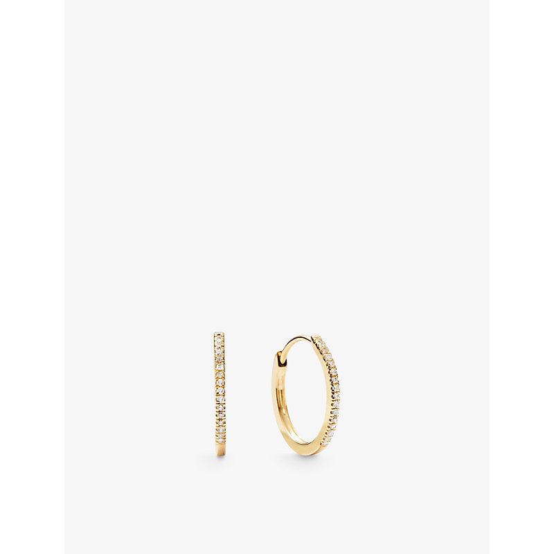 Mejuri Womens Gold 14ct Yellow-gold And 0.0924ct Diamond Small Hoop Earrings