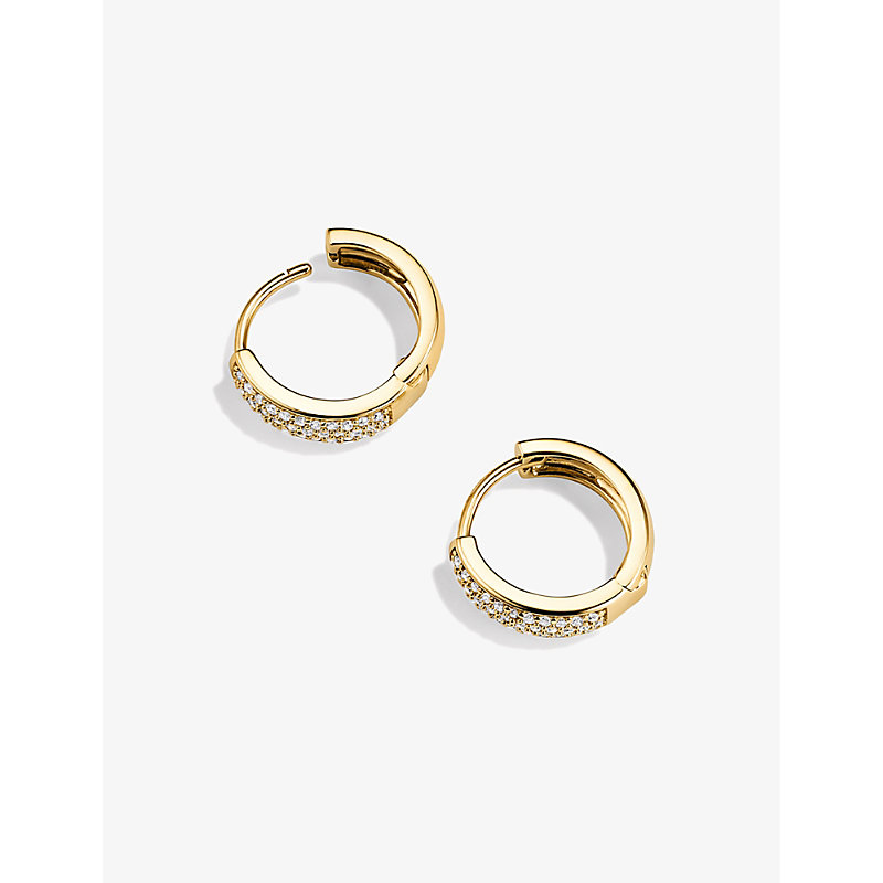 Shop Mejuri Bold Huggie Hoops 14ct Yellow-gold And 0.178ct Round-cut Diamond Earrings