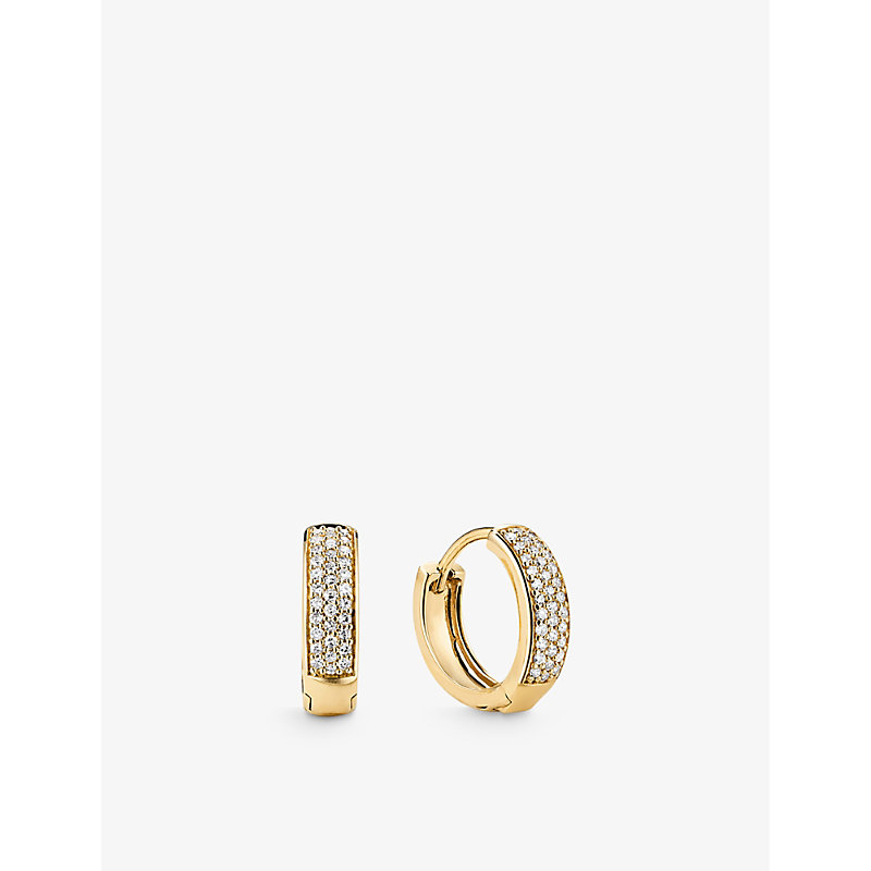 Mejuri Womens Gold Bold Huggie Hoops 14ct Yellow-gold And 0.178ct Round-cut Diamond Earrings