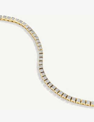 Shop Mejuri Womens Gold Square 14ct Yellow-gold And 1.32ct Diamond Tennis Necklace