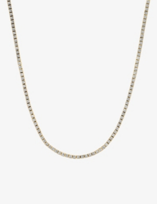 MEJURI: Square 14ct yellow-gold and 1.32ct diamond tennis necklace