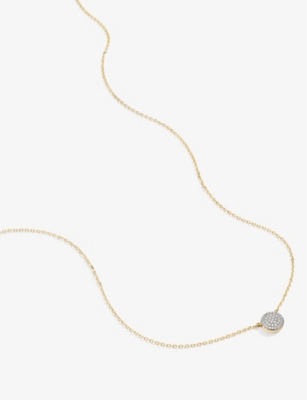 Shop Mejuri Pavé Diamond Round 14ct Yellow-gold And 0.0405ct Diamond Necklace