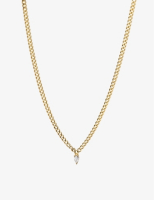 Mejuri Pear Diamond Curb Chain Necklace In Yellow