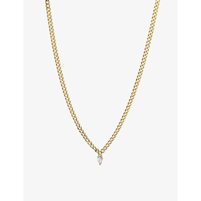 Mejuri Pear Diamond Curb Chain Necklace In Yellow