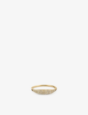 Mejuri Women's Gold Pavé Diamond 14ct Yellow-gold And 0.158ct Diamond Signet Ring