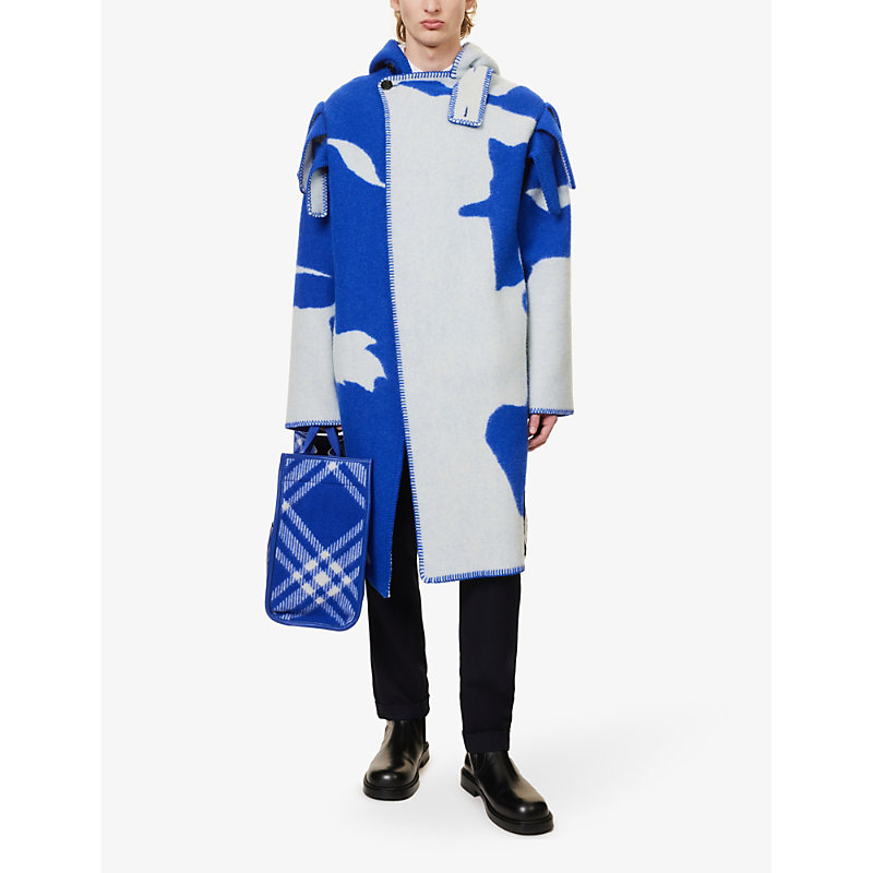 Shop Burberry Equestrian Knight Graphic-print Wool Cape