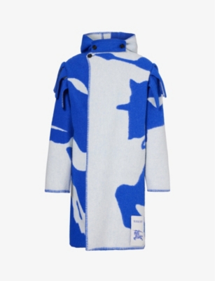 Burberry Mens Knight Equestrian Knight Graphic-print Wool Cape