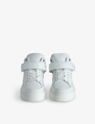 Shop Zadig & Voltaire Zadig&voltaire Womens Blanc Flash Logo-embroidered Leather Mid-sole Trainers