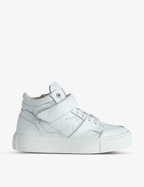 ZADIG&VOLTAIRE: Flash logo-embroidered leather mid-sole trainers