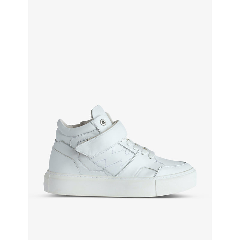 Zadig & Voltaire Zadig&voltaire Women's Blanc Flash Logo-embroidered Leather Mid-sole Trainers