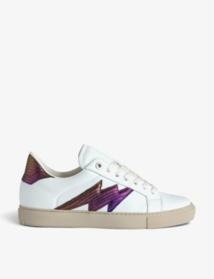 ZADIG&VOLTAIRE: La Flash lightening-bolt leather low-top trainers