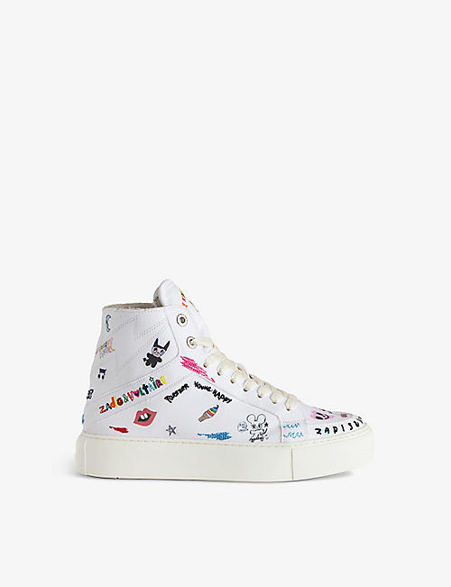 ZADIG&VOLTAIRE: High Flash graphic-print canvas high-top trainers