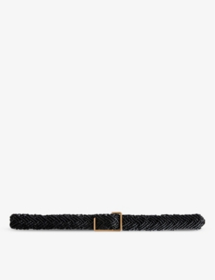 Shop Zadig & Voltaire Zadig&voltaire Women's Noir La Cecilia Obsession C-buckle Braided Leather Belt
