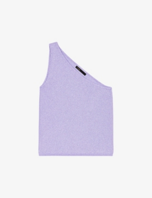 Shop Maje Women's Violets One-shoulder Slim-fit Stretch-woven Top
