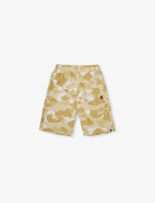 Shop A Bathing Ape Boys Yellow Kids Camouflage-print Elasticated-waist Shell Shorts 4-9 Years