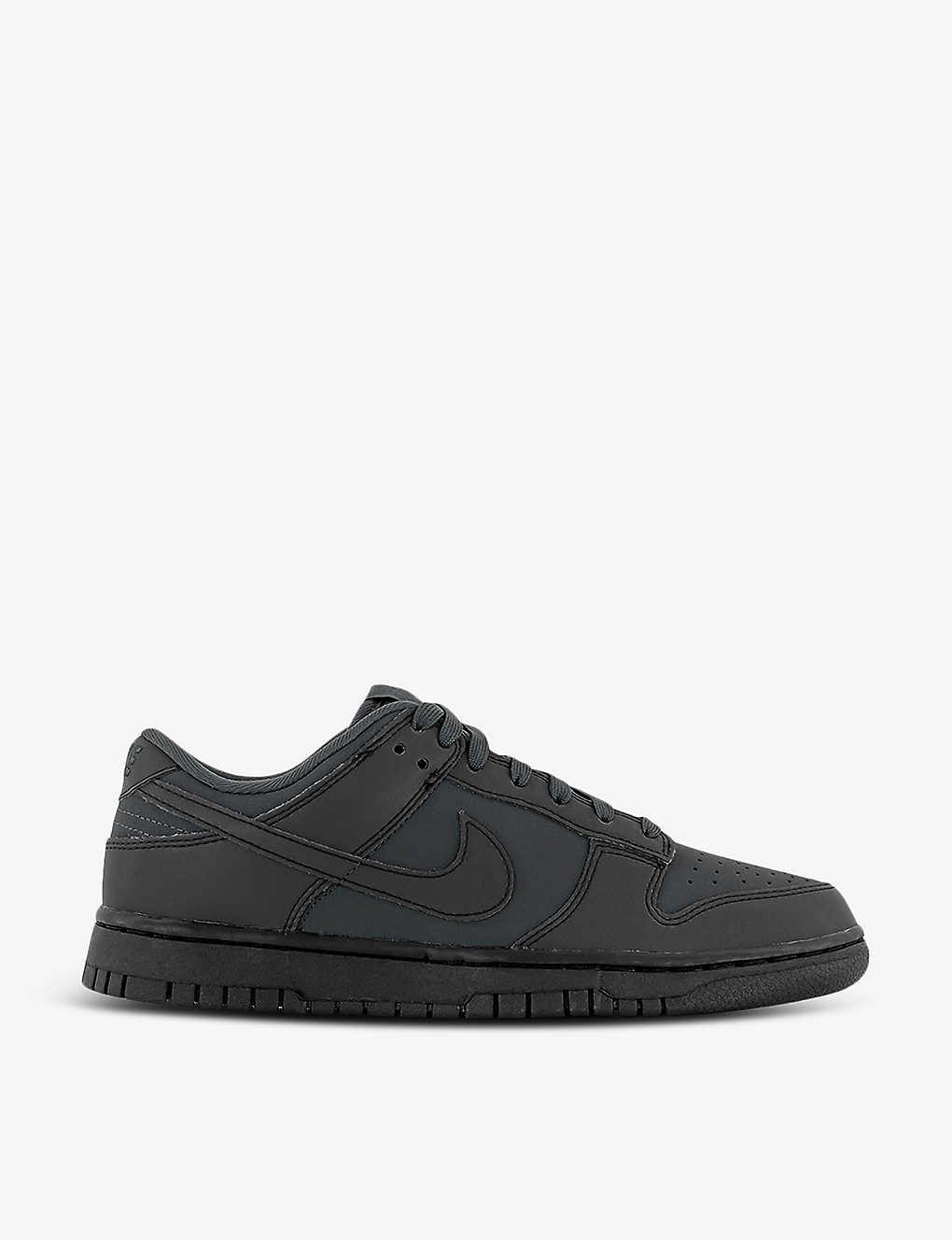 Shop Nike Womens Anthracite Black Racer B Dunk Low Panelled Leather Low-top Trainers
