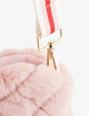 Shop Meri Meri Girls Pink Kids Heart-shaped Quilted Faux-fur Shoulder Bag