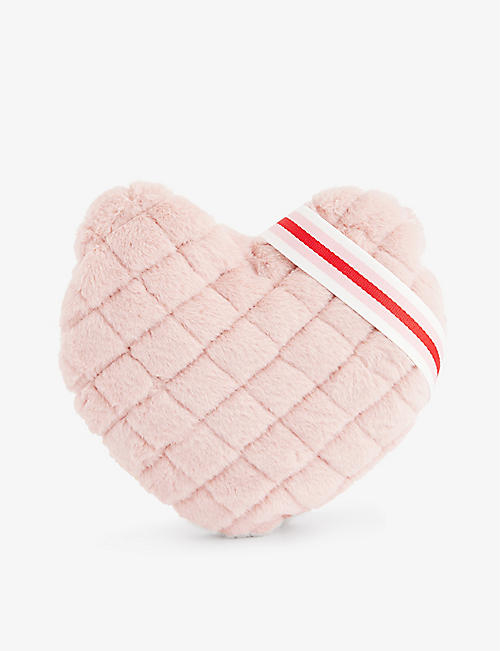 MERI MERI: Heart-shaped quilted faux-fur shoulder bag