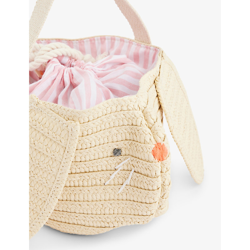 Shop Meri Meri Girls Pink Kids Bunny-ears Raffia Bag