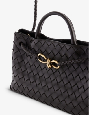Bottega Veneta Womens Fondant-m Brass-fond Andiamo Long Intrecciato-weave Leather Clutch In Fondant-m Brass-fond