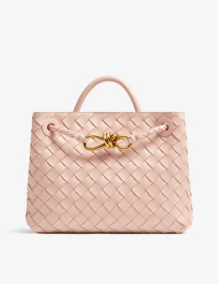 Bottega Veneta Tulip-m Brass-tulip Andiamo Small Leather Top-handle Bag In Tulip-m Brass-tulip