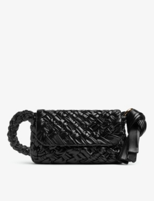 Shop Bottega Veneta Black-m Brass Kalimero Tassel Leather Shoulder Bag