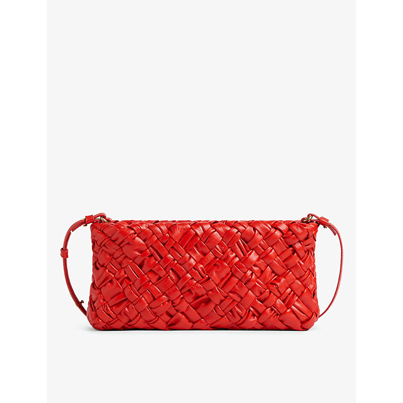 Bottega Veneta Tulip-m Brass Kalimero Cha-cha Leather Shoulder Bag In Red